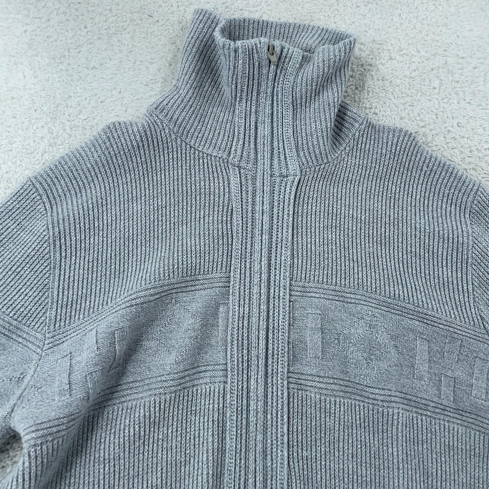Vintage ClipperMist Sweater Mens Medium Gray Full Zip Ribbed Knit Pockets‎ USA
